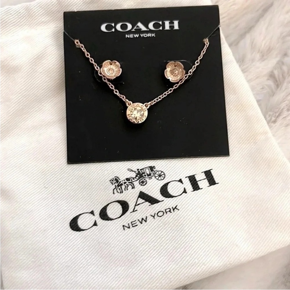 Coach Rose Gold Necklace and Earring Set - Picture 2 of 6